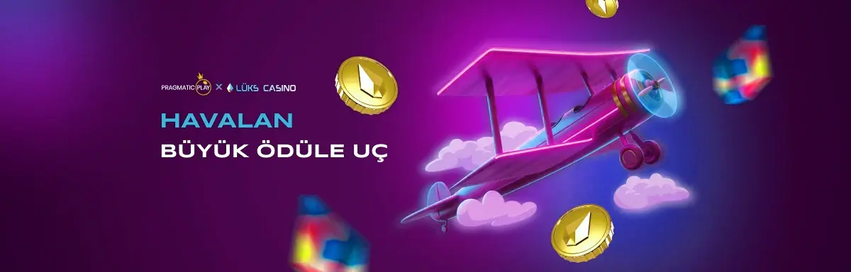 Pragmatic Play Havalan, Büyük Ödüle Uç afişi: bulutlar arasında çift kanatlı uçak
