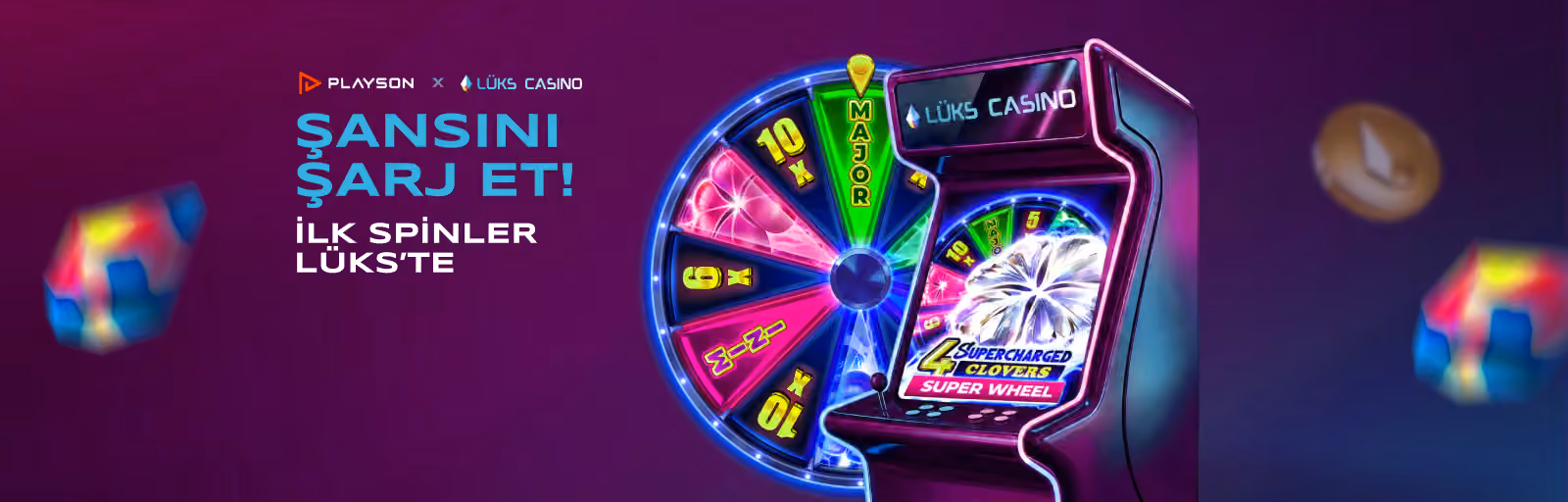 Playson Şansını Şarj Et afişi: çarkıfelekli slot dolabı