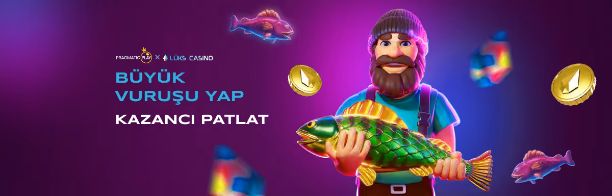 Pragmatic Play Büyük Vuruşu Yap afişi: balık tutan sakallı balıkçı
