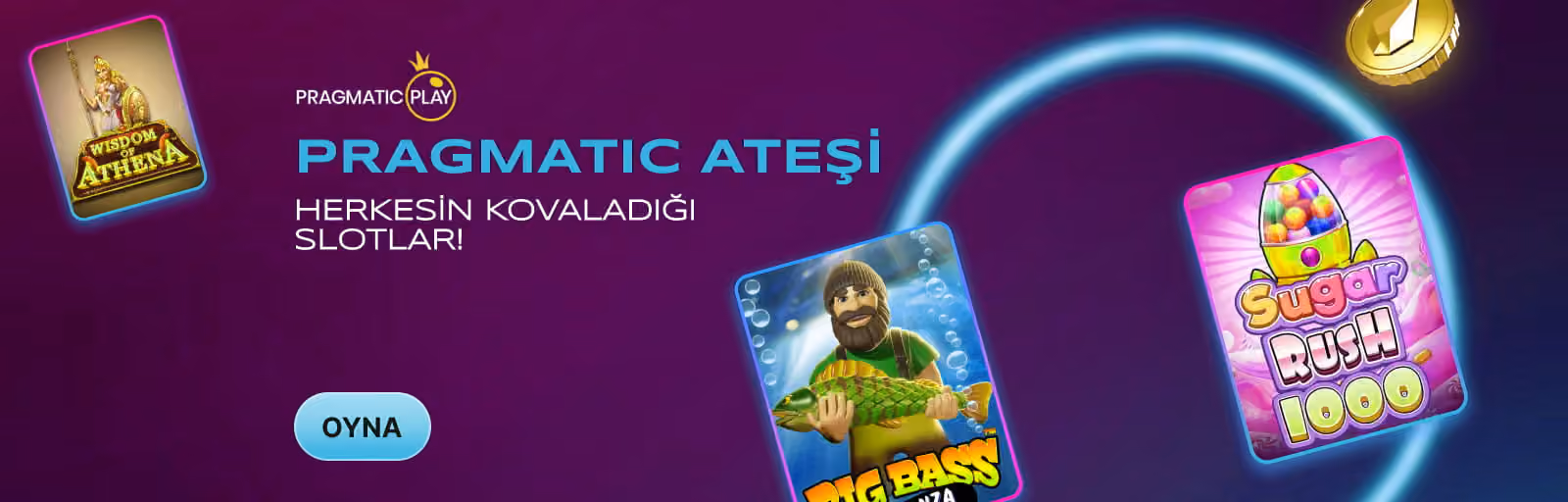 Pragmatic Ateşi afişi: Wisdom of Athena, Big Bass ve Sugar Rush oyun kartları